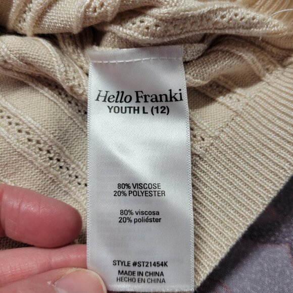 Hello Franki Large Light Oatmeal Cream Crewneck Longsleeve Lightweight Sweater - Picture 9 of 10